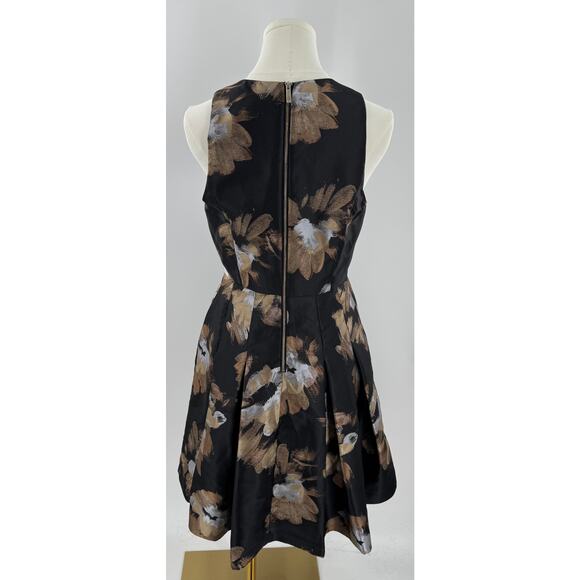 Tommy Hilfiger Black Gold Jacard Floral Dress Cocktail Party Silk LBD S 4 - Picture 6 of 11